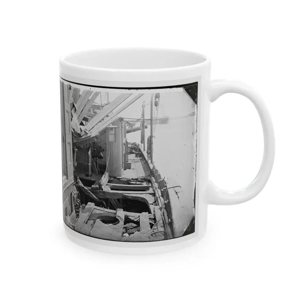 James River, Va. Deck Of Confederate Gunboat Teaser, Captured By U.S.S. Maratanza, Showing Damage From Shell Fire (U.S. Civil War) White Coffee Mug - Go Mug Yourself
