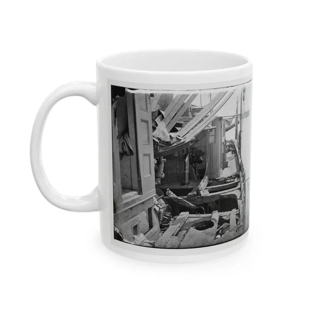 James River, Va. Deck Of Confederate Gunboat Teaser, Captured By U.S.S. Maratanza, Showing Damage From Shell Fire (U.S. Civil War) White Coffee Mug - Go Mug Yourself