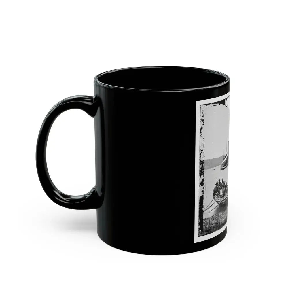 James River, Va. Monitor U.S.S. Onondaga; Soldiers In Rowboat In Foreground (U.S. Civil War) Black Coffee Mug - Go Mug Yourself