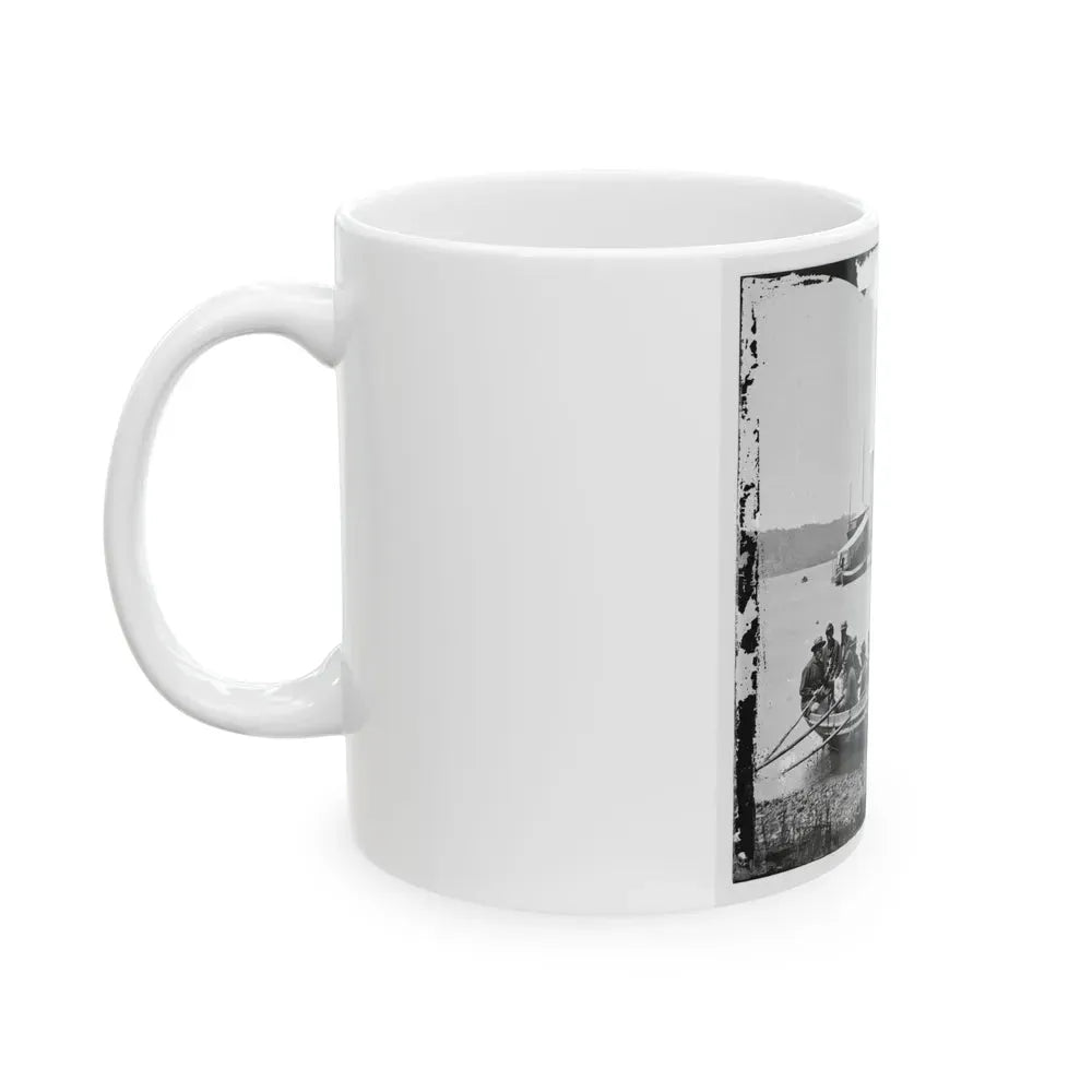 James River, Va. Monitor U.S.S. Onondaga; Soldiers In Rowboat In Foreground (U.S. Civil War) White Coffee Mug - Go Mug Yourself