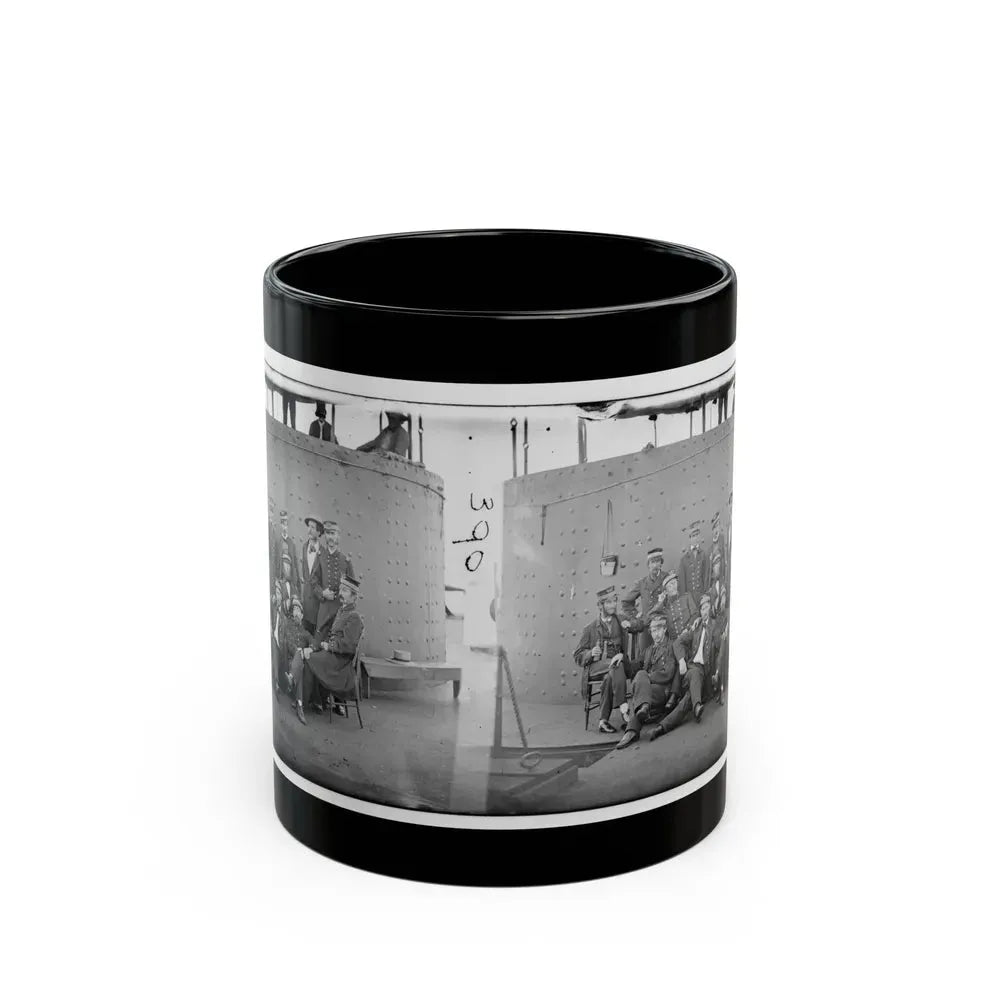 James River, Va. Officers Of The U.S.S. Monitor Grouped By The Turret (U.S. Civil War) Black Coffee Mug 11oz - Go Mug Yourself