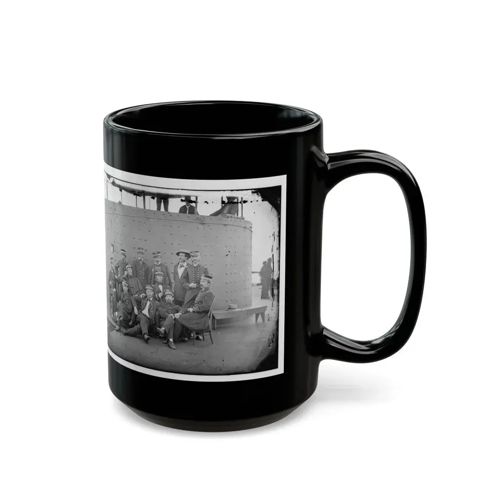 James River, Va. Officers Of The U.S.S. Monitor Grouped By The Turret (U.S. Civil War) Black Coffee Mug - Go Mug Yourself
