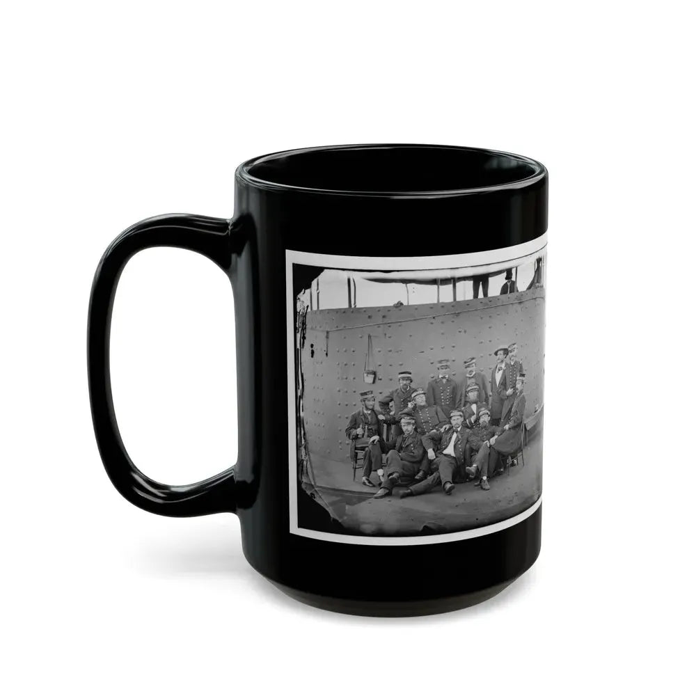 James River, Va. Officers Of The U.S.S. Monitor Grouped By The Turret (U.S. Civil War) Black Coffee Mug - Go Mug Yourself