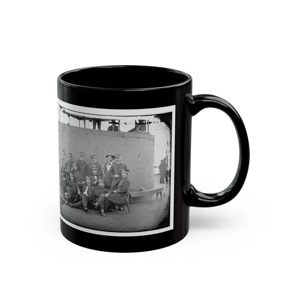 James River, Va. Officers Of The U.S.S. Monitor Grouped By The Turret (U.S. Civil War) Black Coffee Mug - Go Mug Yourself