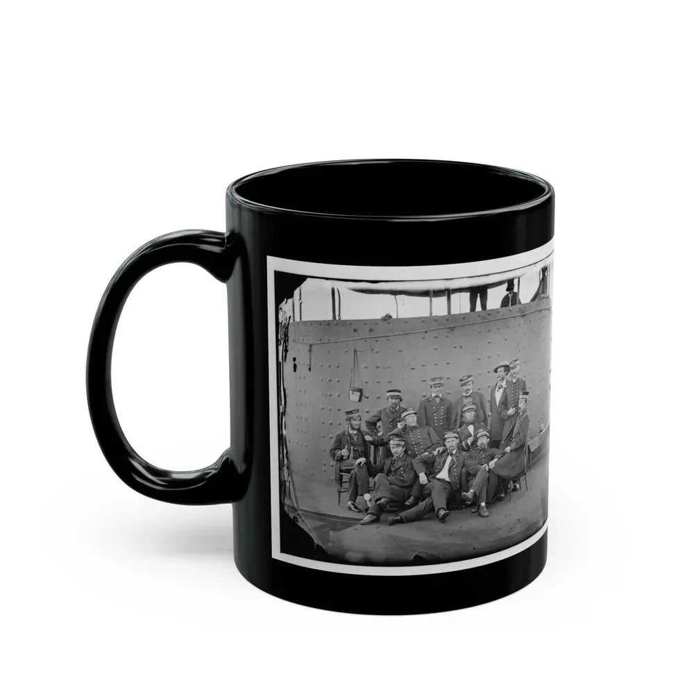 James River, Va. Officers Of The U.S.S. Monitor Grouped By The Turret (U.S. Civil War) Black Coffee Mug - Go Mug Yourself