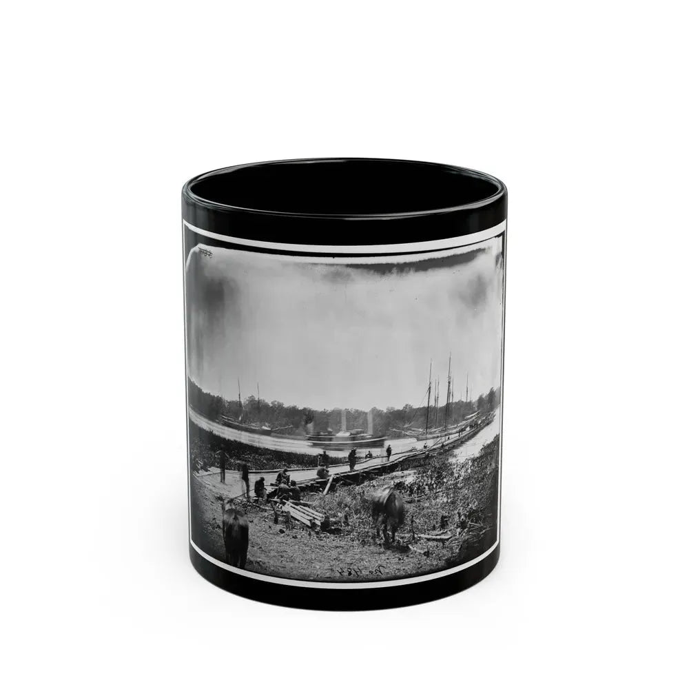 James River, Va. Pontoon Bridge (U.S. Civil War) Black Coffee Mug 11oz - Go Mug Yourself