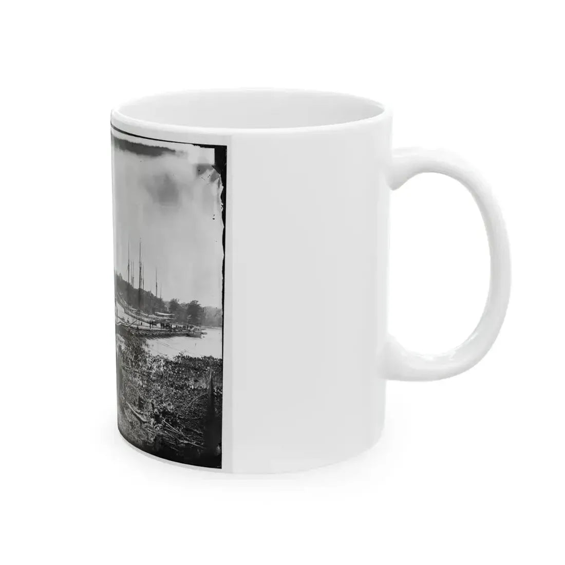James River, Va. Pontoon Bridge (U.S. Civil War) White Coffee Mug - Go Mug Yourself