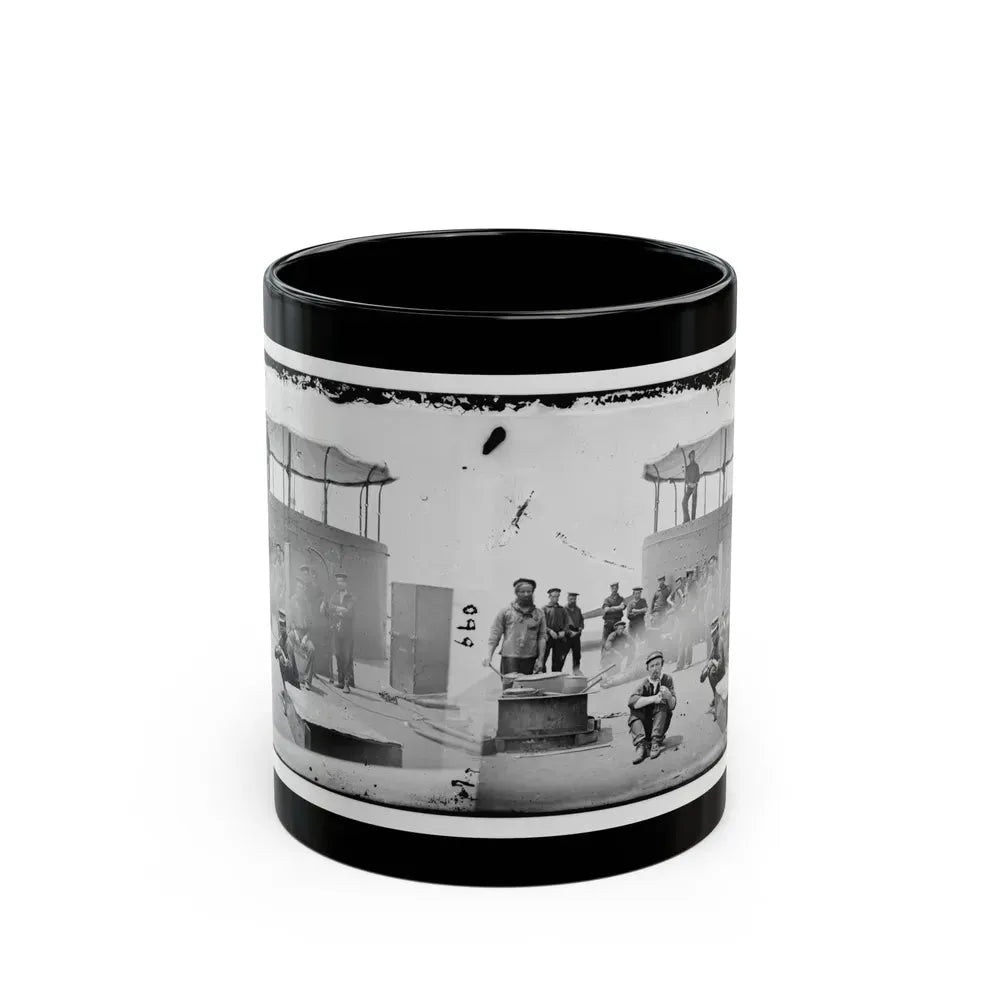 James River, Va. Sailors On Deck Of U.S.S. Monitor; Cookstove At Left (U.S. Civil War) Black Coffee Mug 11oz - Go Mug Yourself