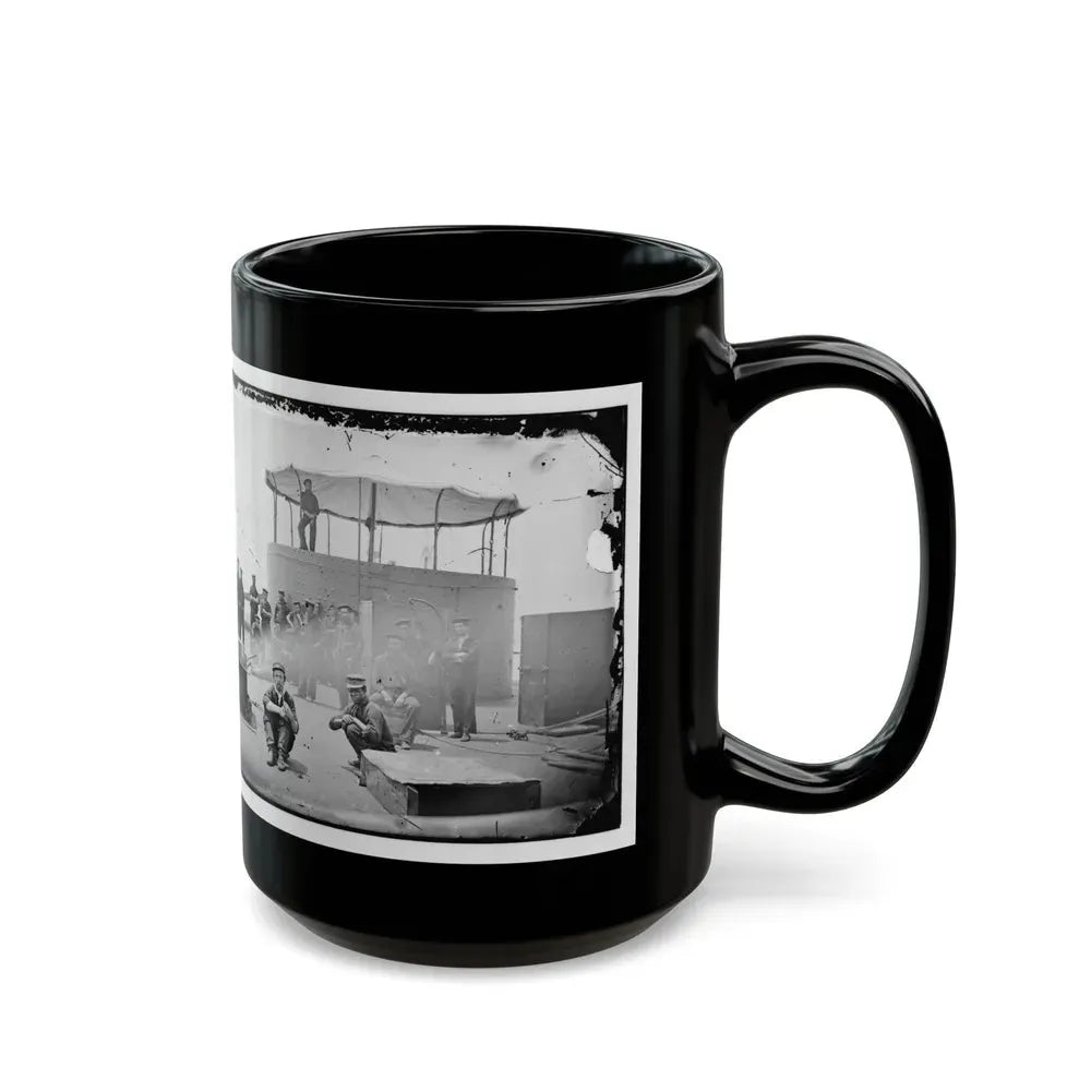 James River, Va. Sailors On Deck Of U.S.S. Monitor; Cookstove At Left (U.S. Civil War) Black Coffee Mug - Go Mug Yourself