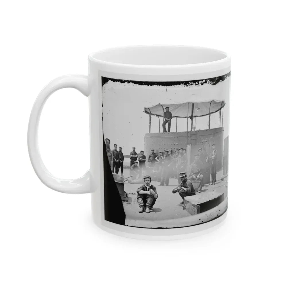 James River, Va. Sailors On Deck Of U.S.S. Monitor; Cookstove At Left (U.S. Civil War) White Coffee Mug - Go Mug Yourself