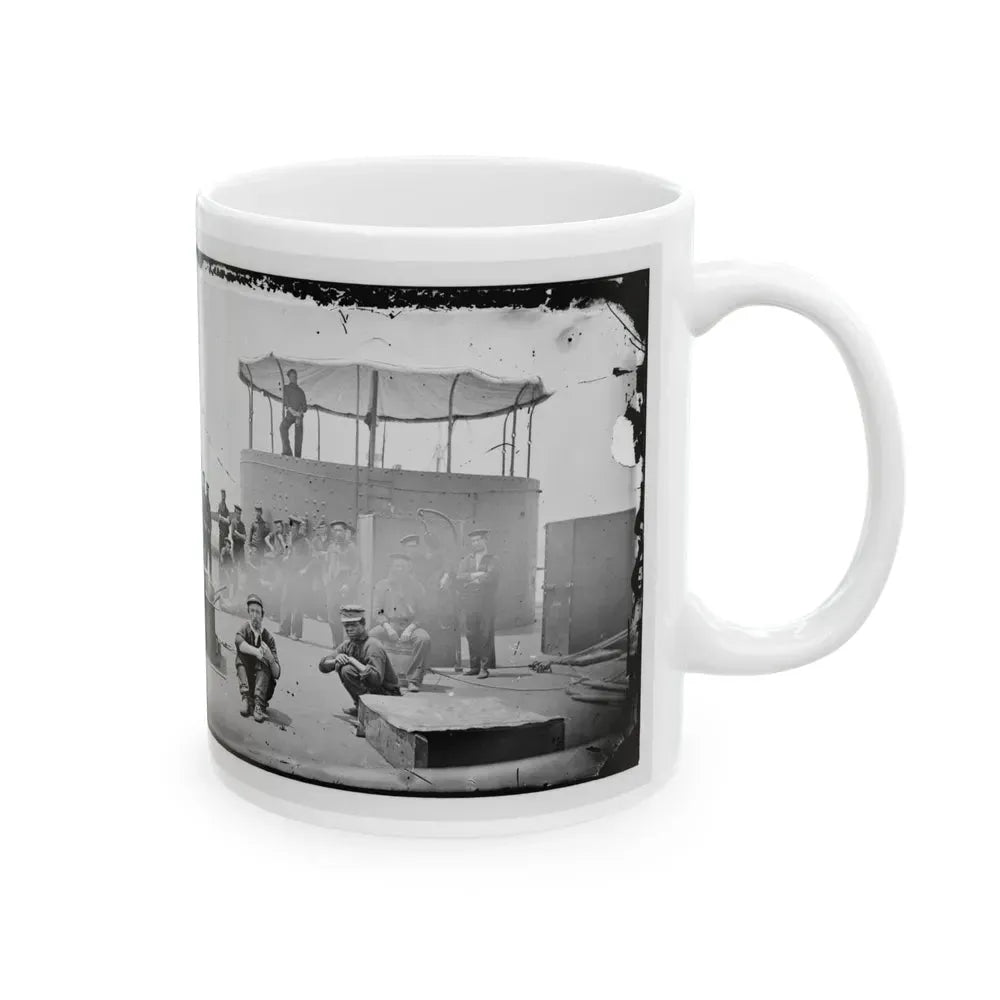 James River, Va. Sailors On Deck Of U.S.S. Monitor; Cookstove At Left (U.S. Civil War) White Coffee Mug - Go Mug Yourself
