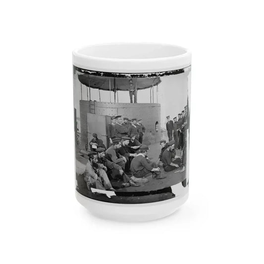 James River, Va. Sailors Relaxing On Deck Of U.S.S. Monitor (U.S. Civil War) White Coffee Mug 15oz - Go Mug Yourself