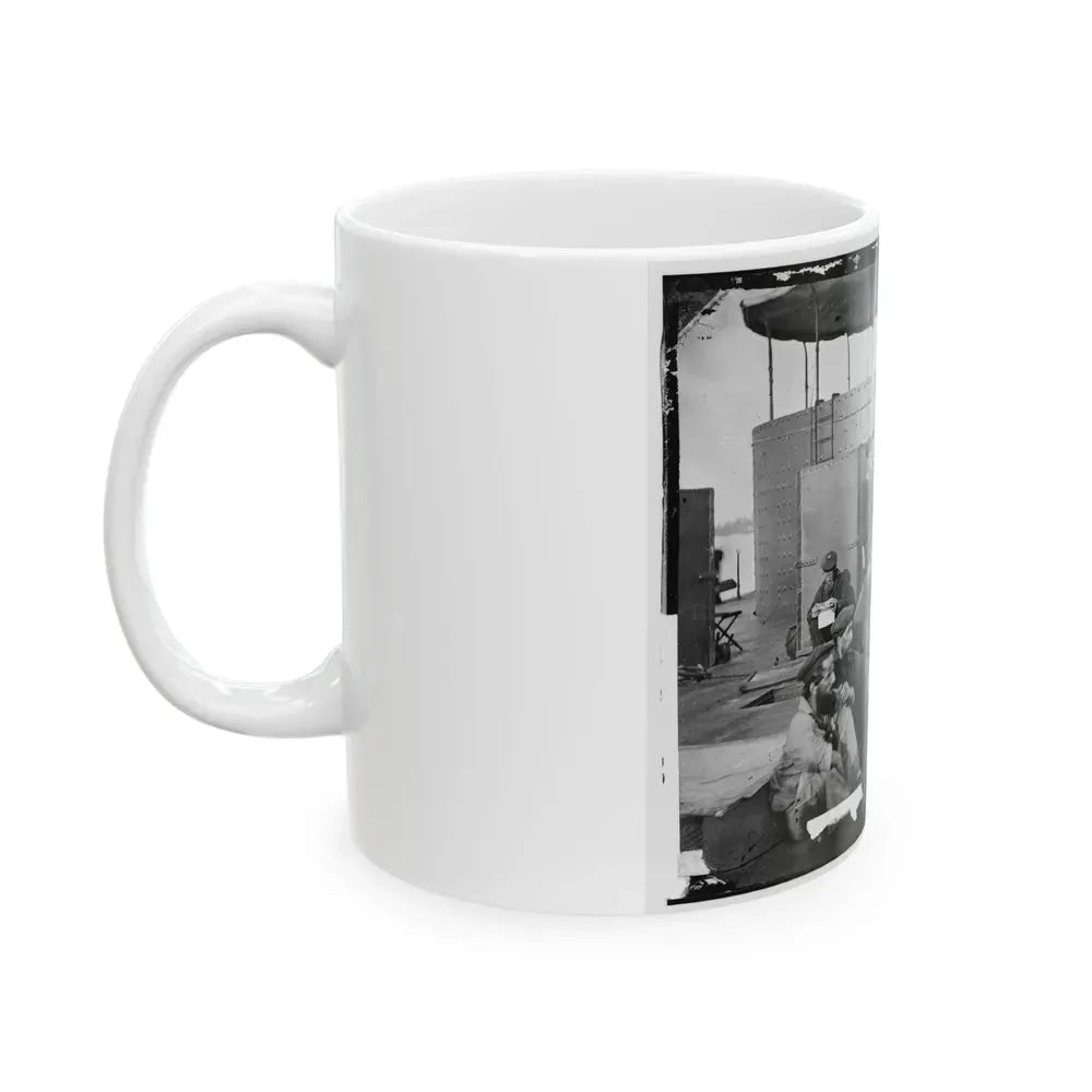 James River, Va. Sailors Relaxing On Deck Of U.S.S. Monitor (U.S. Civil War) White Coffee Mug - Go Mug Yourself