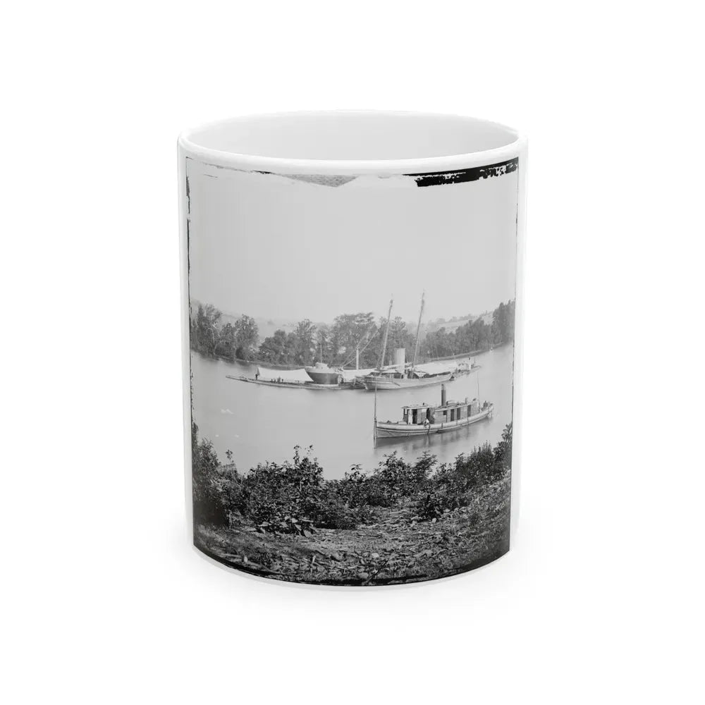 James River, Va. U.S.S. Monitor Canonicus Taking On Coal From A Schooner (U.S. Civil War) White Coffee Mug 11oz - Go Mug Yourself