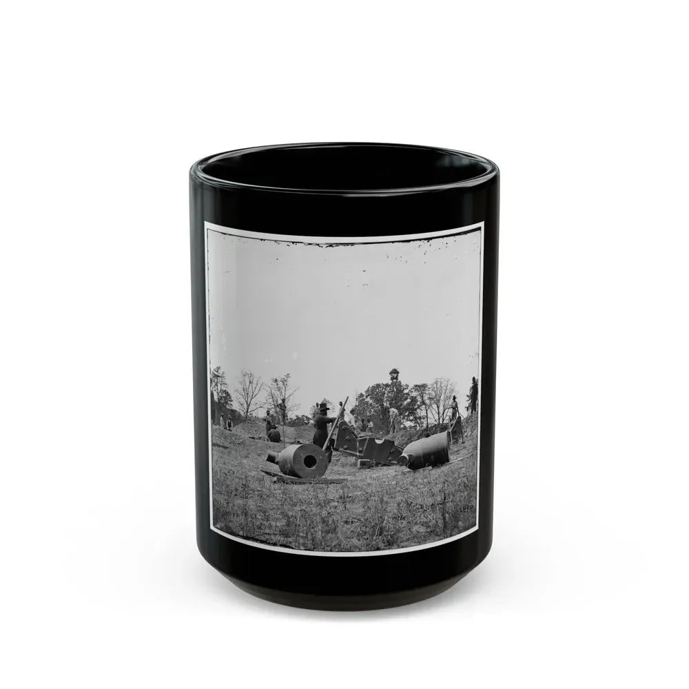 James River, Va. Work Party And Mortars At Butler's Crow's Nest (U.S. Civil War) Black Coffee Mug 15oz - Go Mug Yourself