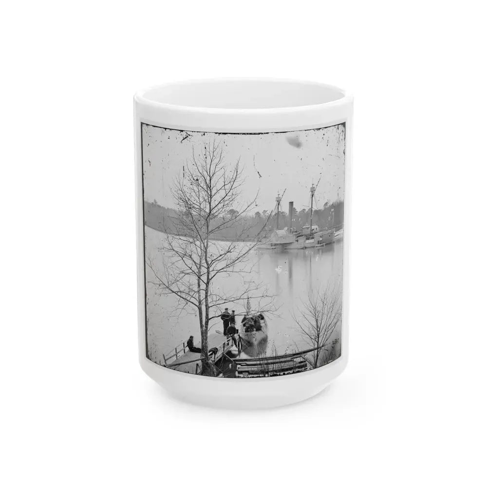 James River, Virginia. U.S. Gunboat Massasoit (U.S. Civil War) White Coffee Mug 15oz - Go Mug Yourself