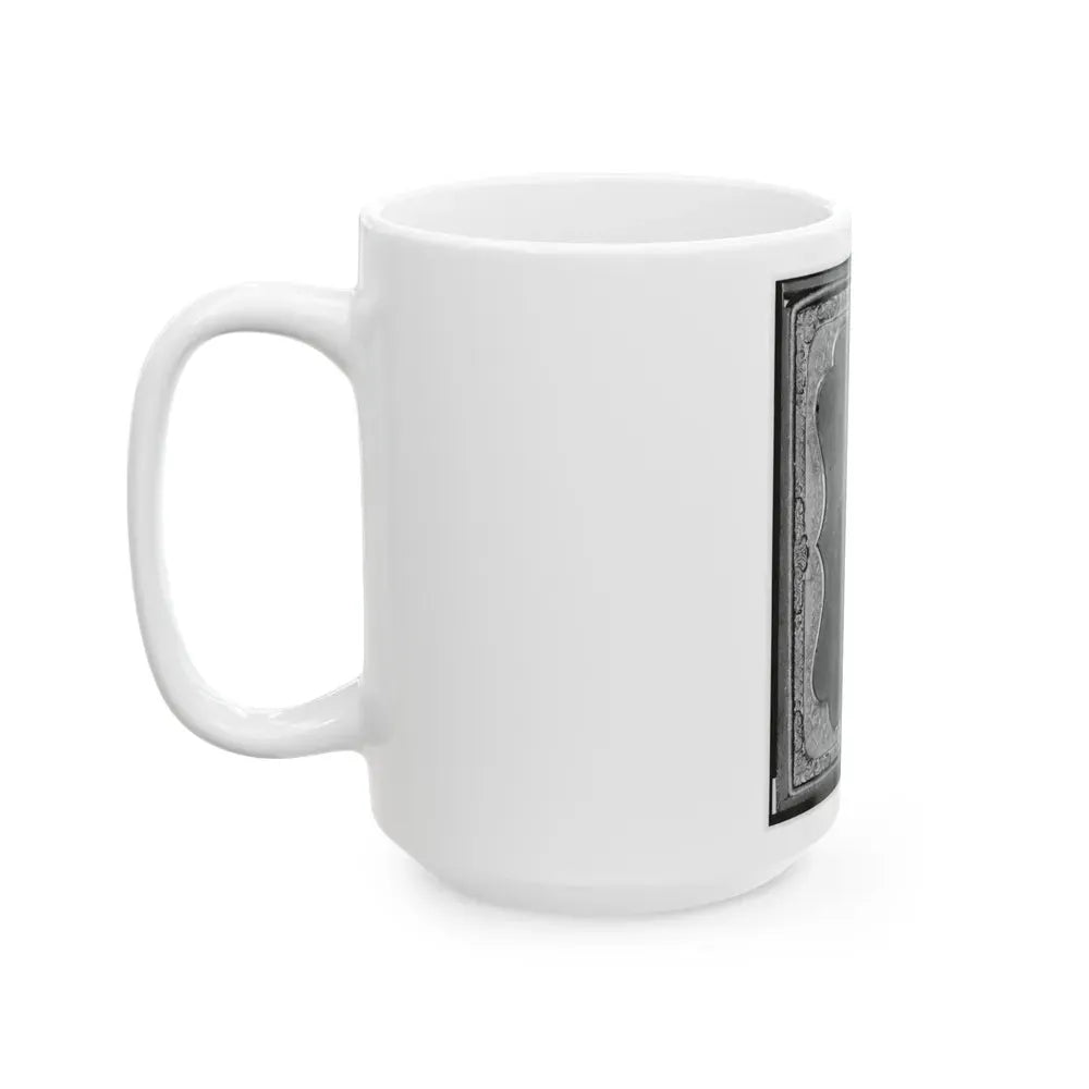 James S. Dodd, Pvt., Co. C, 4th South Carolina Cavalry, Half-Length Portrait, Seated Holding Saber, Facing Front (U.S. Civil War) White Coffee Mug - Go Mug Yourself