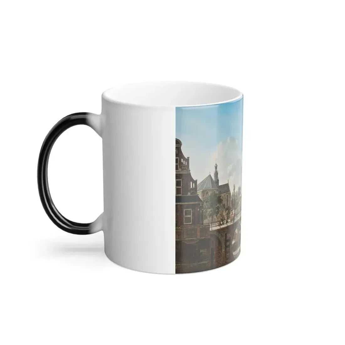 Jan Hendrick Verheyen (1778-1846) A busy canal, Utrecht - Oil on Panel 1822 - Color Changing Mug 11oz - Go Mug Yourself