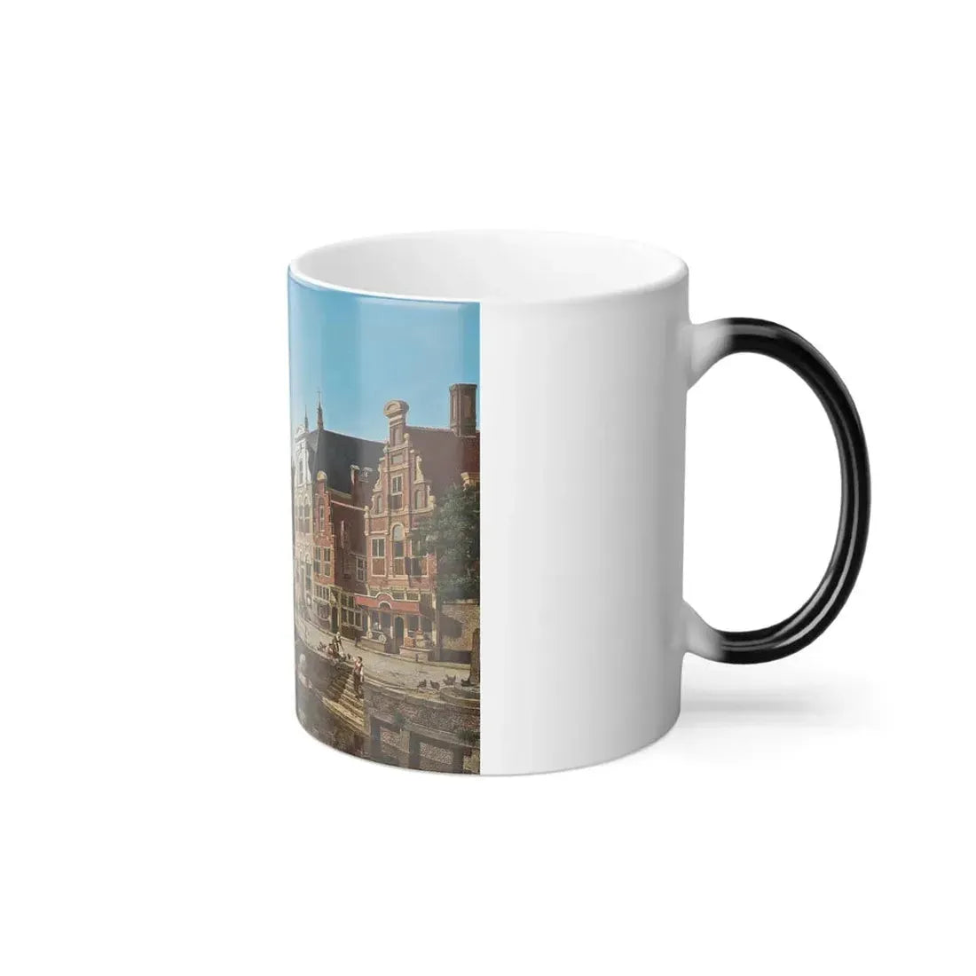 Jan Hendrick Verheyen (1778-1846) A busy canal, Utrecht - Oil on Panel 1822 - Color Changing Mug 11oz - Go Mug Yourself