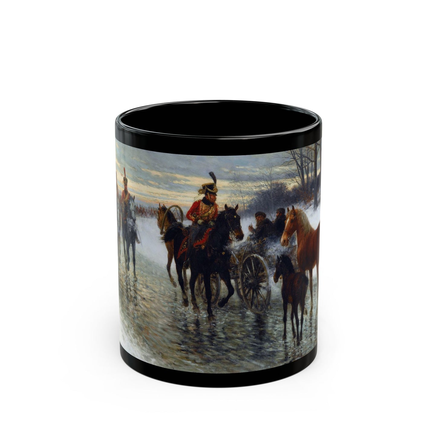 Jan van Chelminski (1851-1925) Napoleonic Campaign - Black Coffee Mug-11oz-Go Mug Yourself