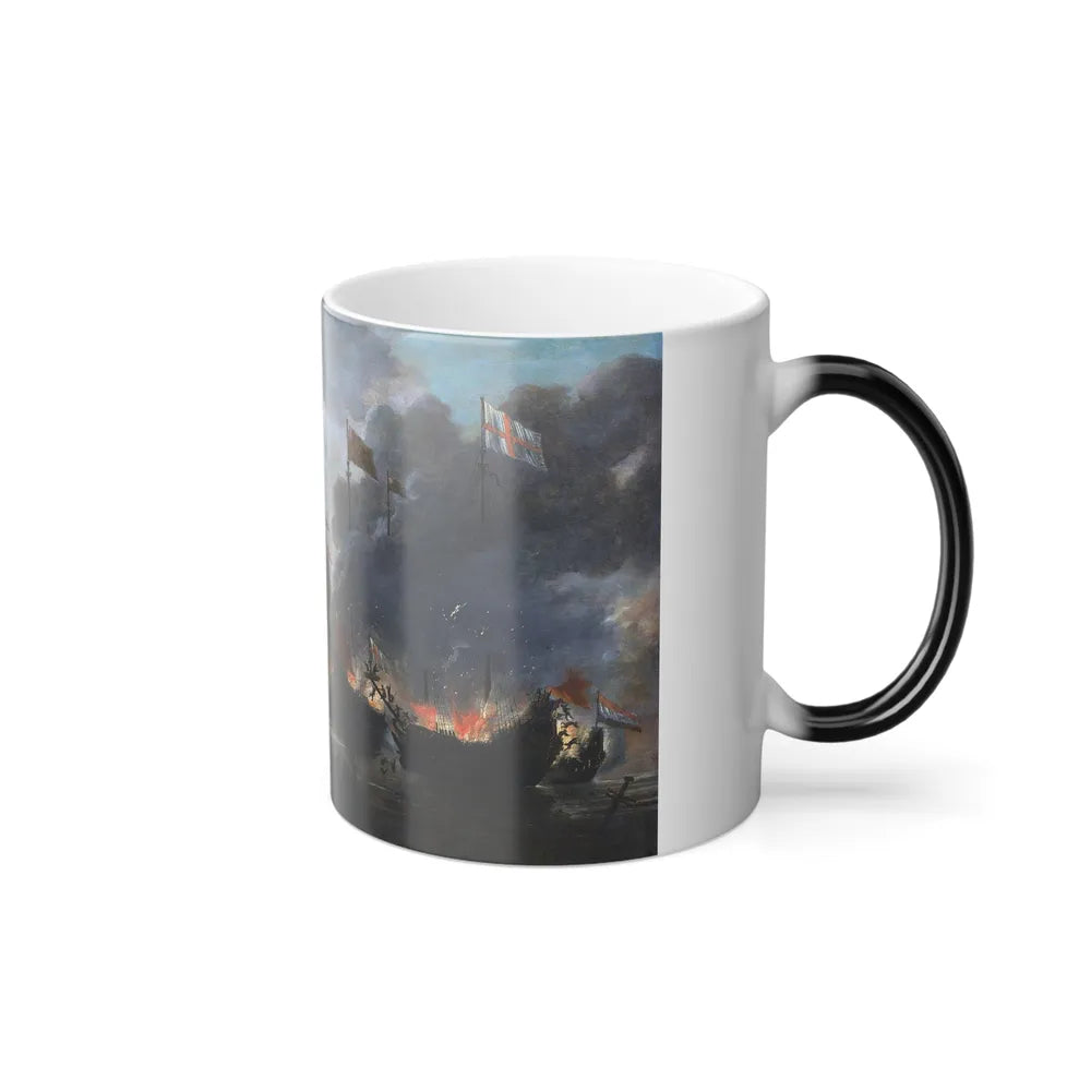 Jan van Leyden (active 1661-1693) The Dutch burning English ships during the Raid on the Medway, 20 June-0 - Color Changing Mug 11oz - Go Mug Yourself
