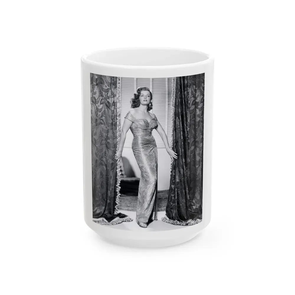 Jane Russell #145 (Vintage Female Icon) White Coffee Mug 15oz - Go Mug Yourself