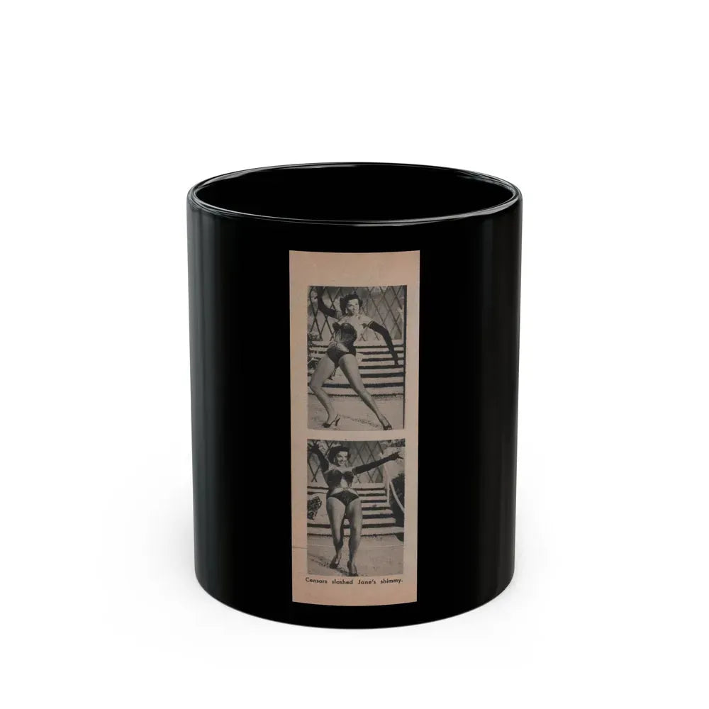 Jane Russell #191 - Show Pocket Mag. '55 - 2 B&W Photis & Caption (Vintage Female Icon) Black Coffee Mug 11oz - Go Mug Yourself