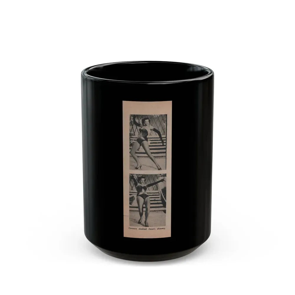 Jane Russell #191 - Show Pocket Mag. '55 - 2 B&W Photis & Caption (Vintage Female Icon) Black Coffee Mug 15oz - Go Mug Yourself