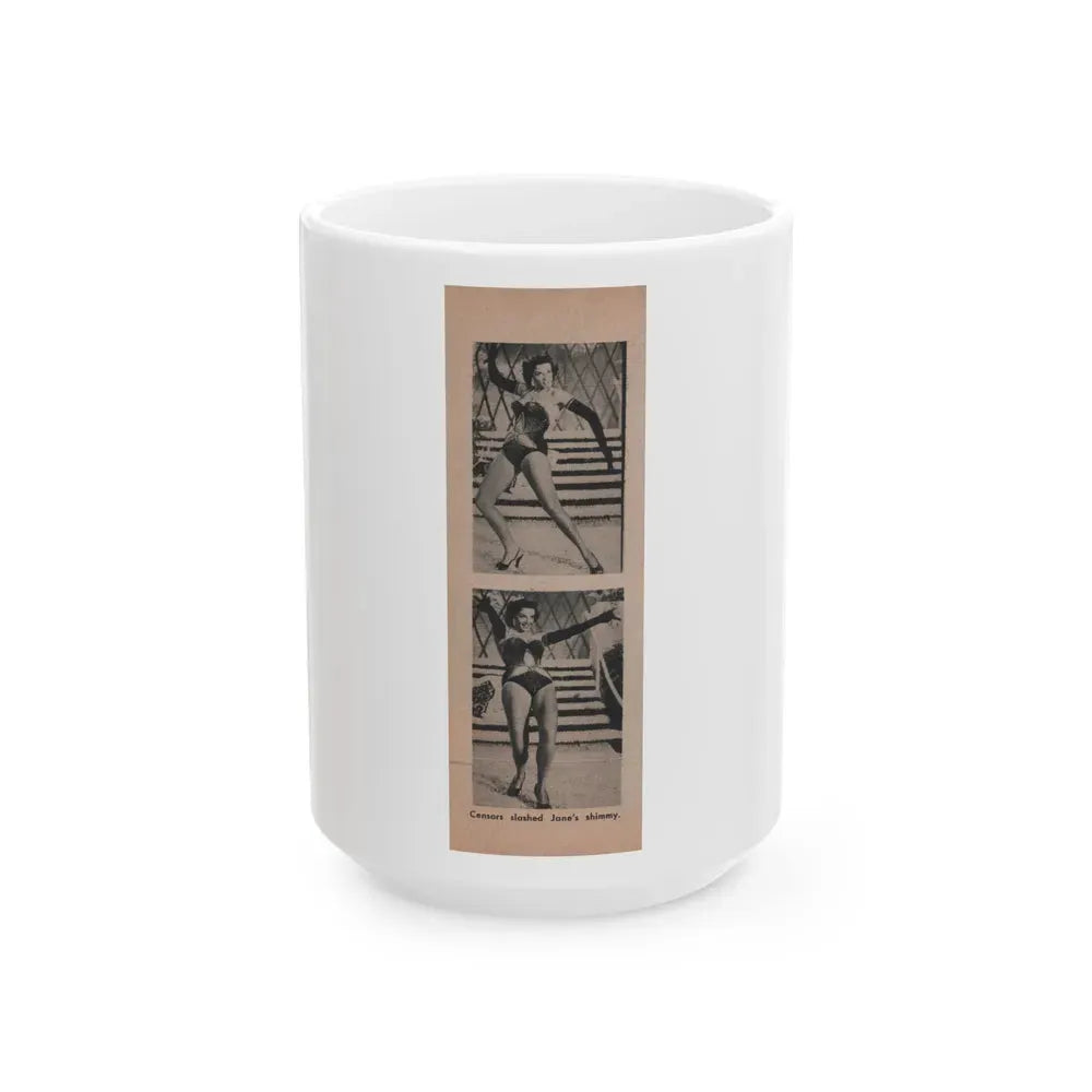 Jane Russell #191 - Show Pocket Mag. '55 - 2 B&W Photis & Caption (Vintage Female Icon) White Coffee Mug 15oz - Go Mug Yourself