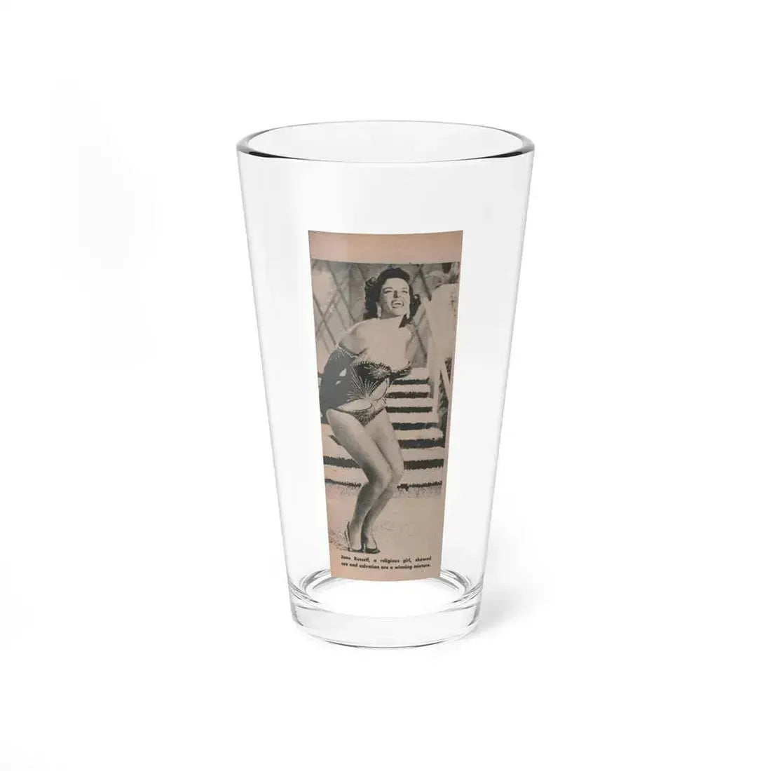 Jane Russell #192 - Picture Digest Dec. '56 - 1 B&W Photo & Caption (Vintage Female Icon) Pint Glass 16oz 16oz - Go Mug Yourself