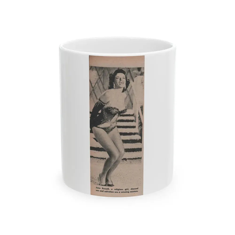 Jane Russell #192 - Picture Digest Dec. '56 - 1 B&W Photo & Caption (Vintage Female Icon) White Coffee Mug 11oz - Go Mug Yourself
