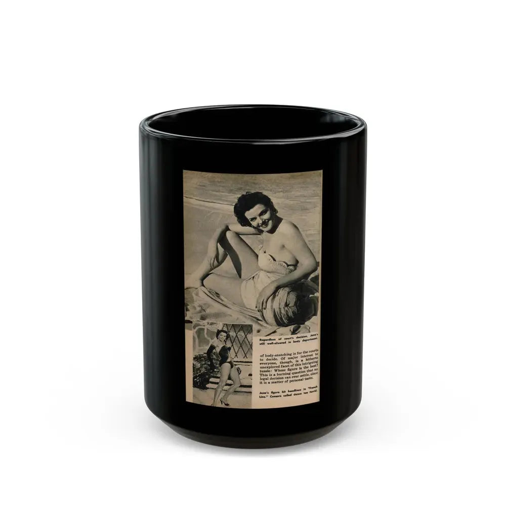 Jane Russell #195 - 1 Page 2 B&W Photos, Captions & Very Short Article from Digest Mag. (Vintage Female Icon) Black Coffee Mug 15oz - Go Mug Yourself