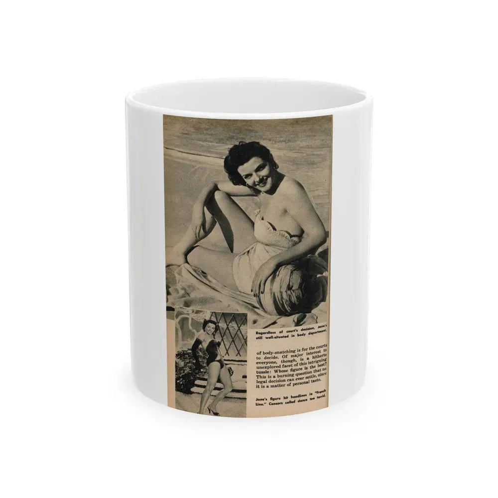 Jane Russell #195 - 1 Page 2 B&W Photos, Captions & Very Short Article from Digest Mag. (Vintage Female Icon) White Coffee Mug 11oz - Go Mug Yourself