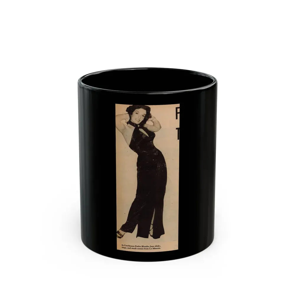 Jane Russell #197 - Glamour Dreess Clipping from Movie Star Magazine Circa 1950's (Vintage Female Icon) Black Coffee Mug 11oz - Go Mug Yourself