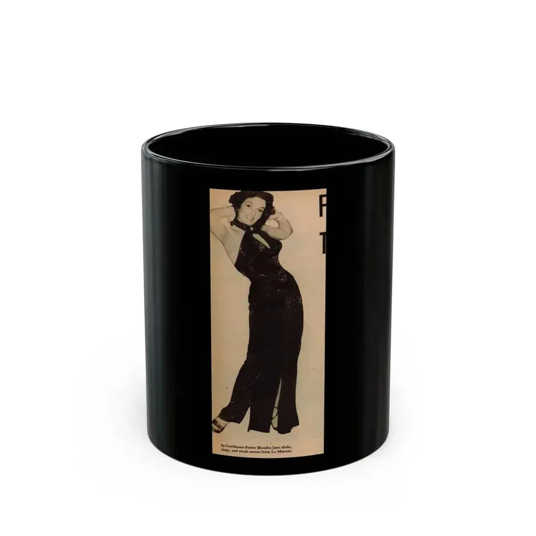 Jane Russell #197 - Glamour Dreess Clipping from Movie Star Magazine Circa 1950's (Vintage Female Icon) Black Coffee Mug 11oz - Go Mug Yourself