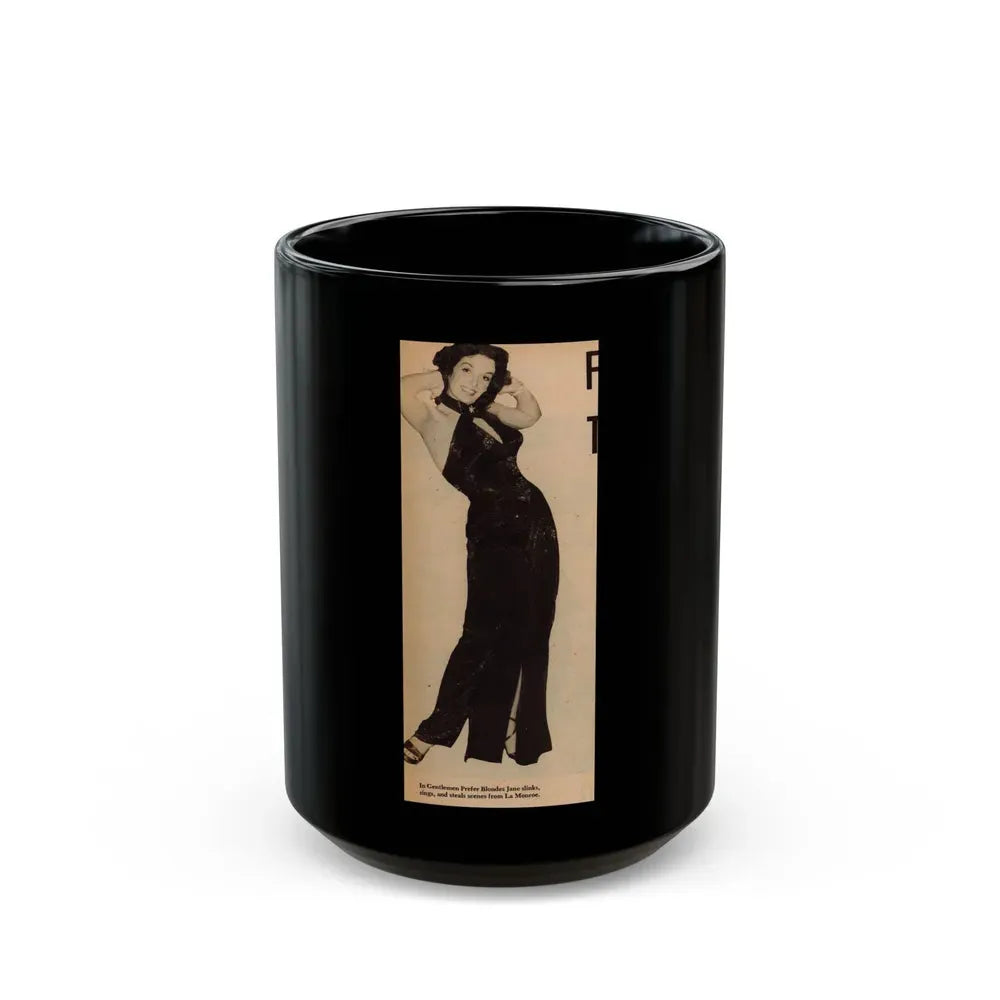 Jane Russell #197 - Glamour Dreess Clipping from Movie Star Magazine Circa 1950's (Vintage Female Icon) Black Coffee Mug 15oz - Go Mug Yourself