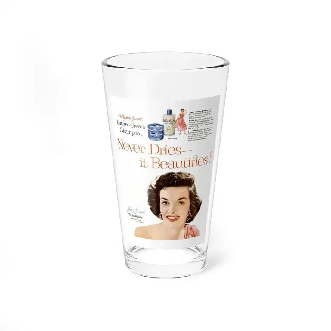 Jane Russell #215 - Vintage Shampoo Add (Vintage Female Icon) Pint Glass 16oz 16oz - Go Mug Yourself