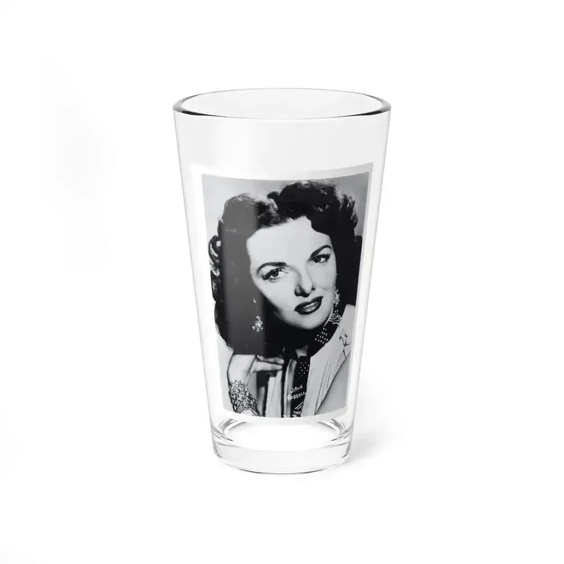 Jane Russell #240 - Vintage B&W 5x7 Upper Body Head & Shoulder Glamour Photo on Postcard (Vintage Female Icon) Pint Glass 16oz 16oz - Go Mug Yourself