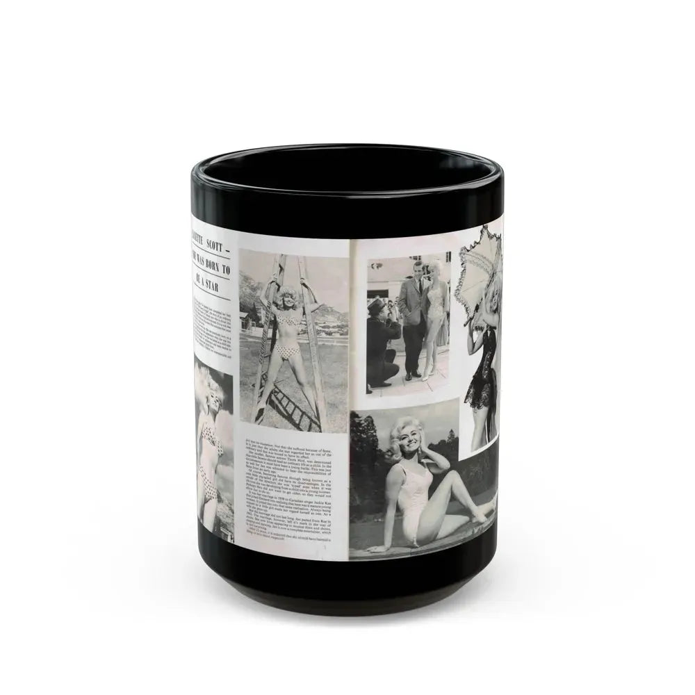 Janette Scott #42 - 5 B&W Photos & Article from Magazine (Vintage Female Icon) Black Coffee Mug 15oz - Go Mug Yourself