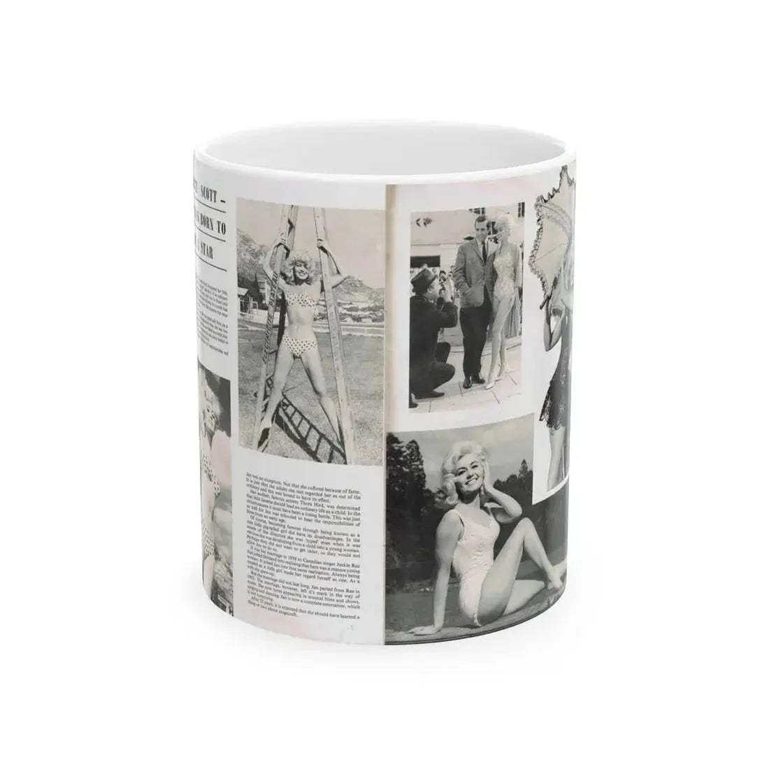 Janette Scott #42 - 5 B&W Photos & Article from Magazine (Vintage Female Icon) White Coffee Mug 11oz - Go Mug Yourself