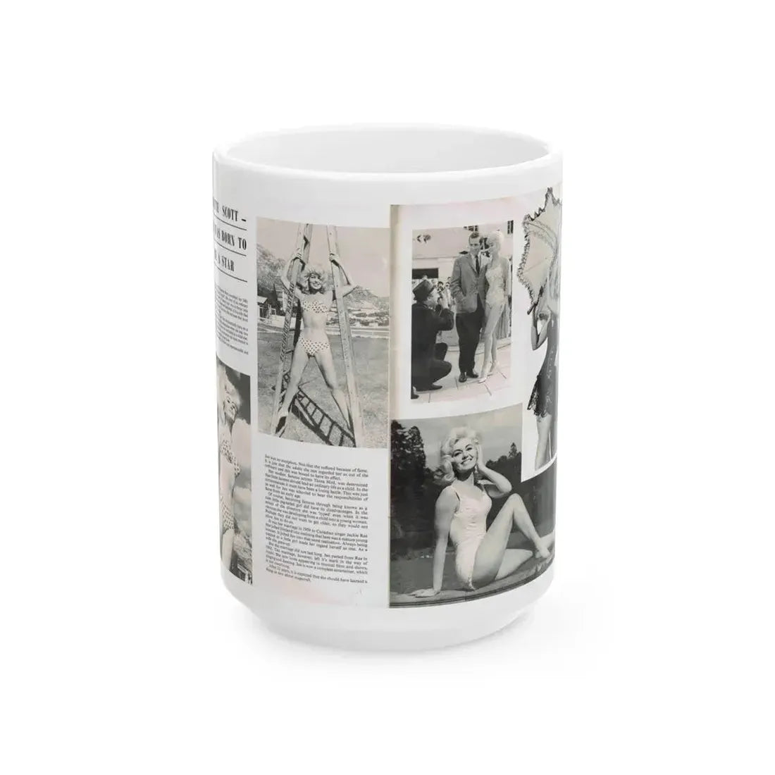 Janette Scott #42 - 5 B&W Photos & Article from Magazine (Vintage Female Icon) White Coffee Mug 15oz - Go Mug Yourself