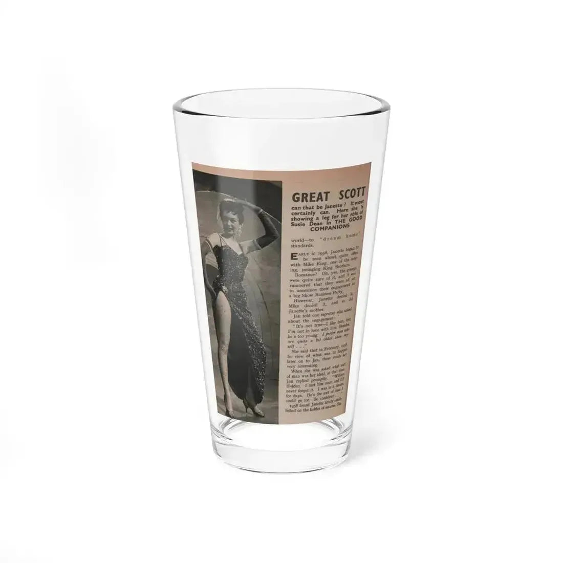 Janette Scott #57 - Life Story+Glamour Photos #38 Fans Star Library - Glamour Photo #5 (Vintage Female Icon) Pint Glass 16oz 16oz - Go Mug Yourself