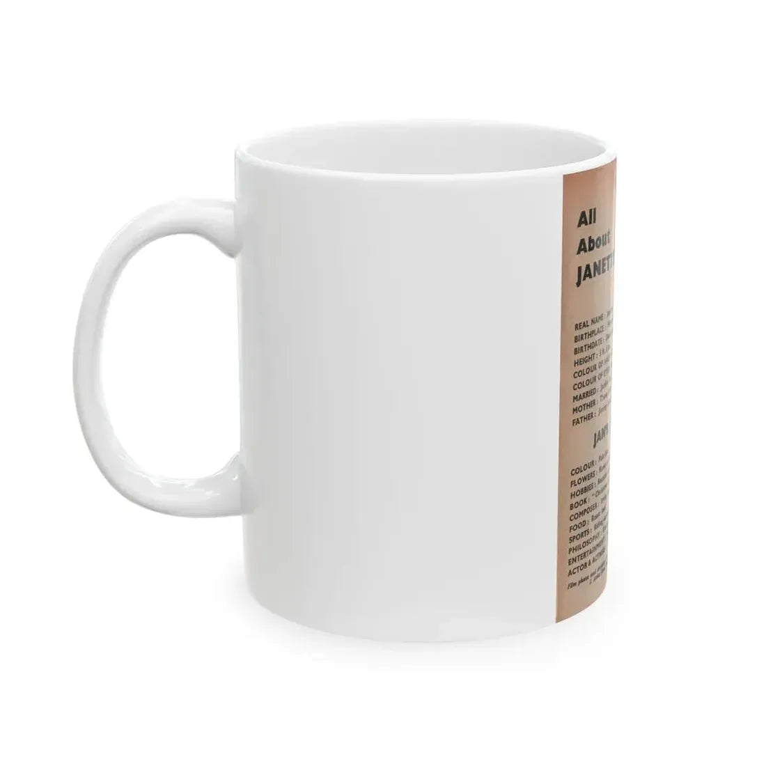 Janette Scott #59 - Life Story+Glamour Photos #38 Fans Star Library - Smaller Face Shot & All About Janette (Vintage Female Icon) White Coffee Mug - Go Mug Yourself