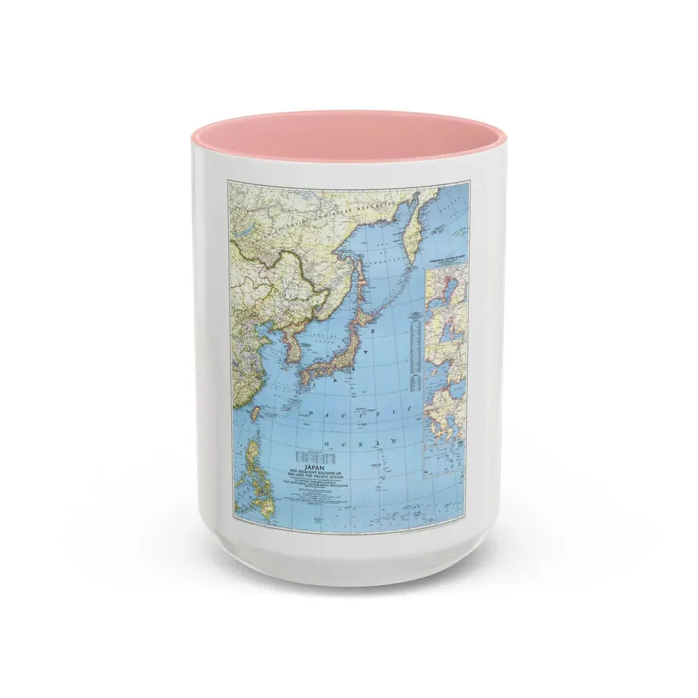 Japan and Adjacent Regions (1944) (Map) Accent Coffee Mug 15oz Pink - Go Mug Yourself