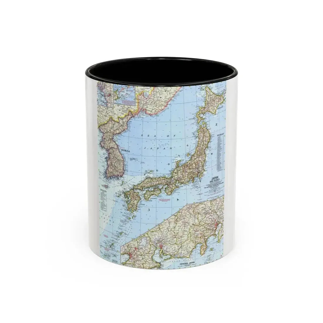 Japan and Korea (1960) (Map) Accent Coffee Mug 11oz Black - Go Mug Yourself