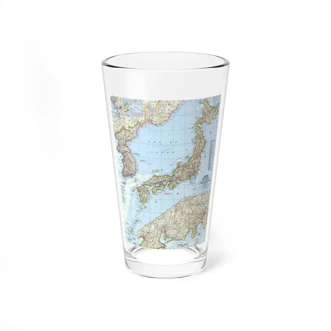 Japan and Korea (1960) (Map) Pint Glass 16oz 16oz - Go Mug Yourself