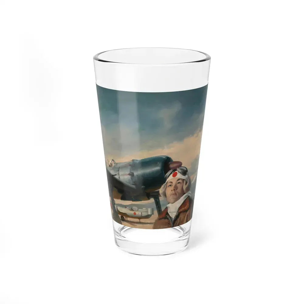 Japanese Zero and Pilot, paperback cover - Pint Glass 16oz 16oz - Go Mug Yourself