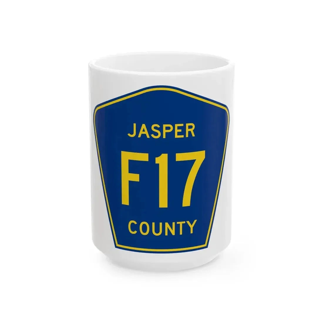 Jasper County Route F17 IA (Iowa) (Road Sign) White Coffee Mug 15oz - Go Mug Yourself