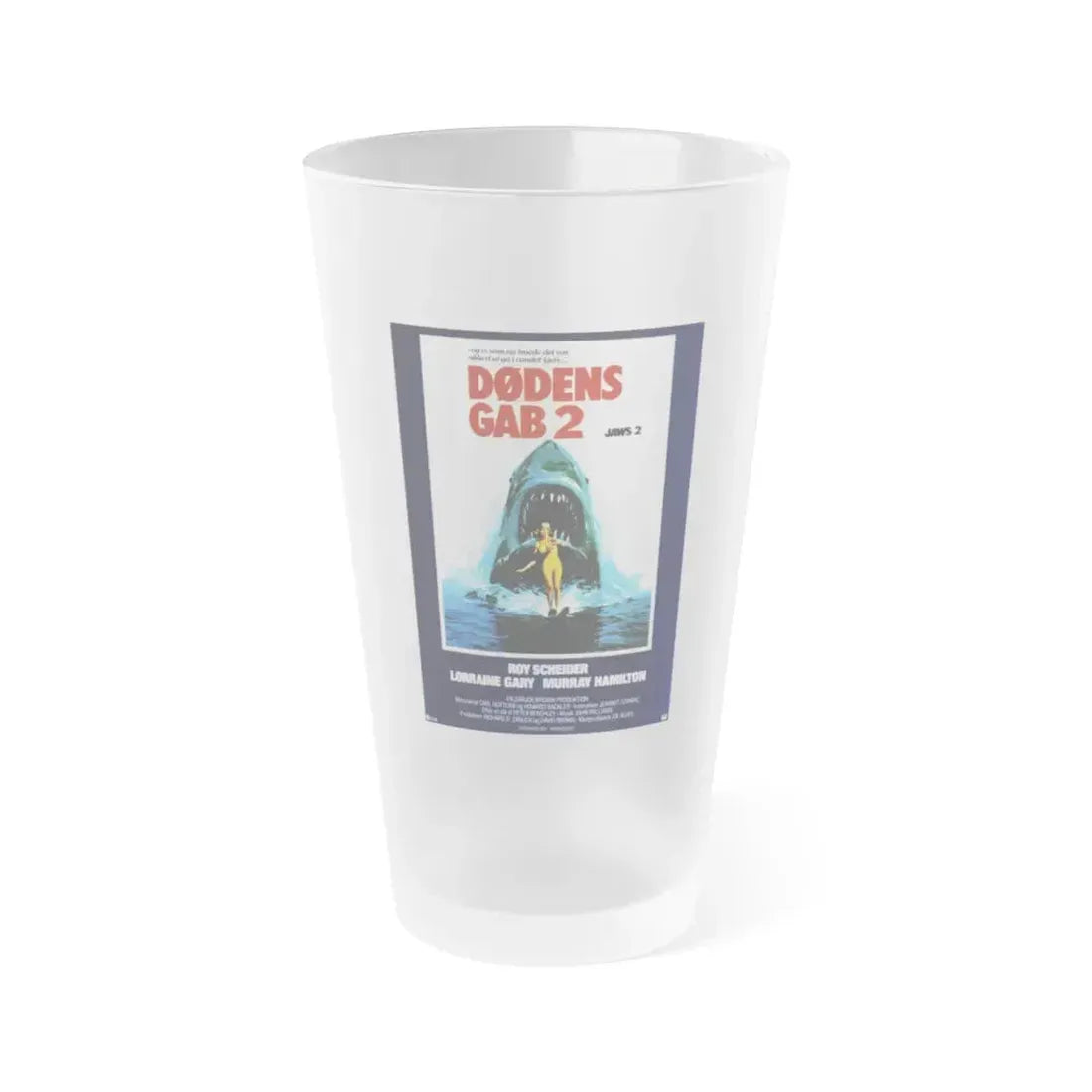 JAWS 2 (DANISH) 1978 Movie Poster - Frosted Pint Glass 16oz 16oz Frosted - Go Mug Yourself