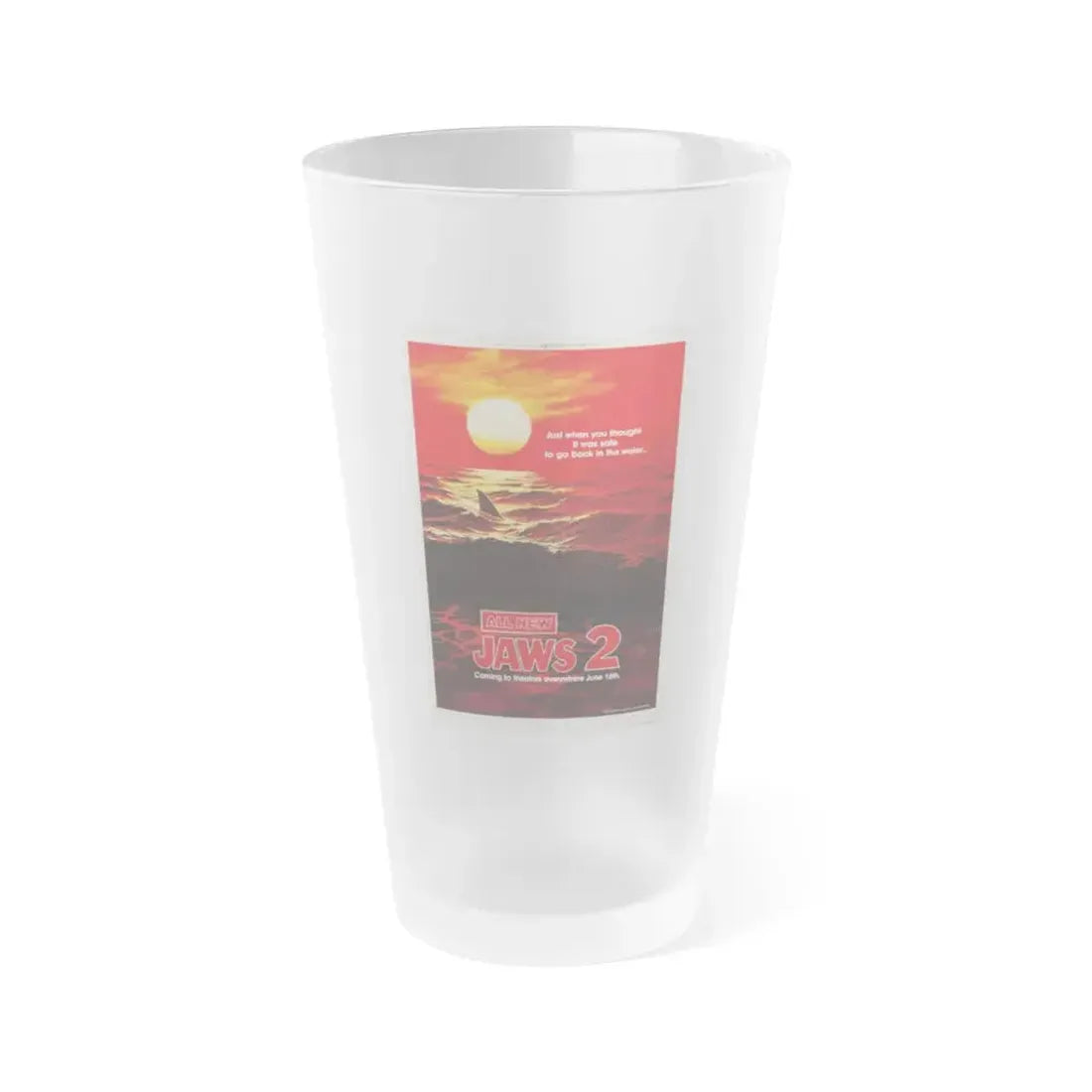 JAWS 2 (TEASER 2) 1978 Movie Poster - Frosted Pint Glass 16oz 16oz Frosted - Go Mug Yourself